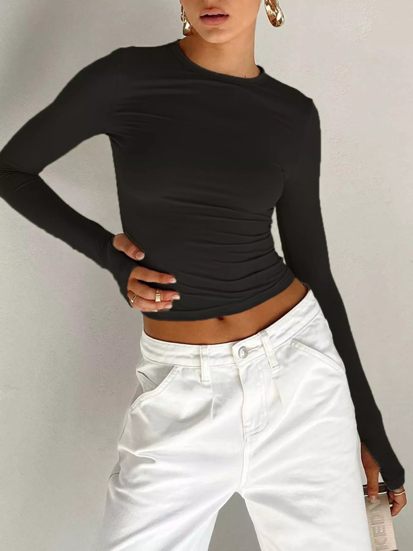Ruched Long Sleeve T-Shirt Secondary image
