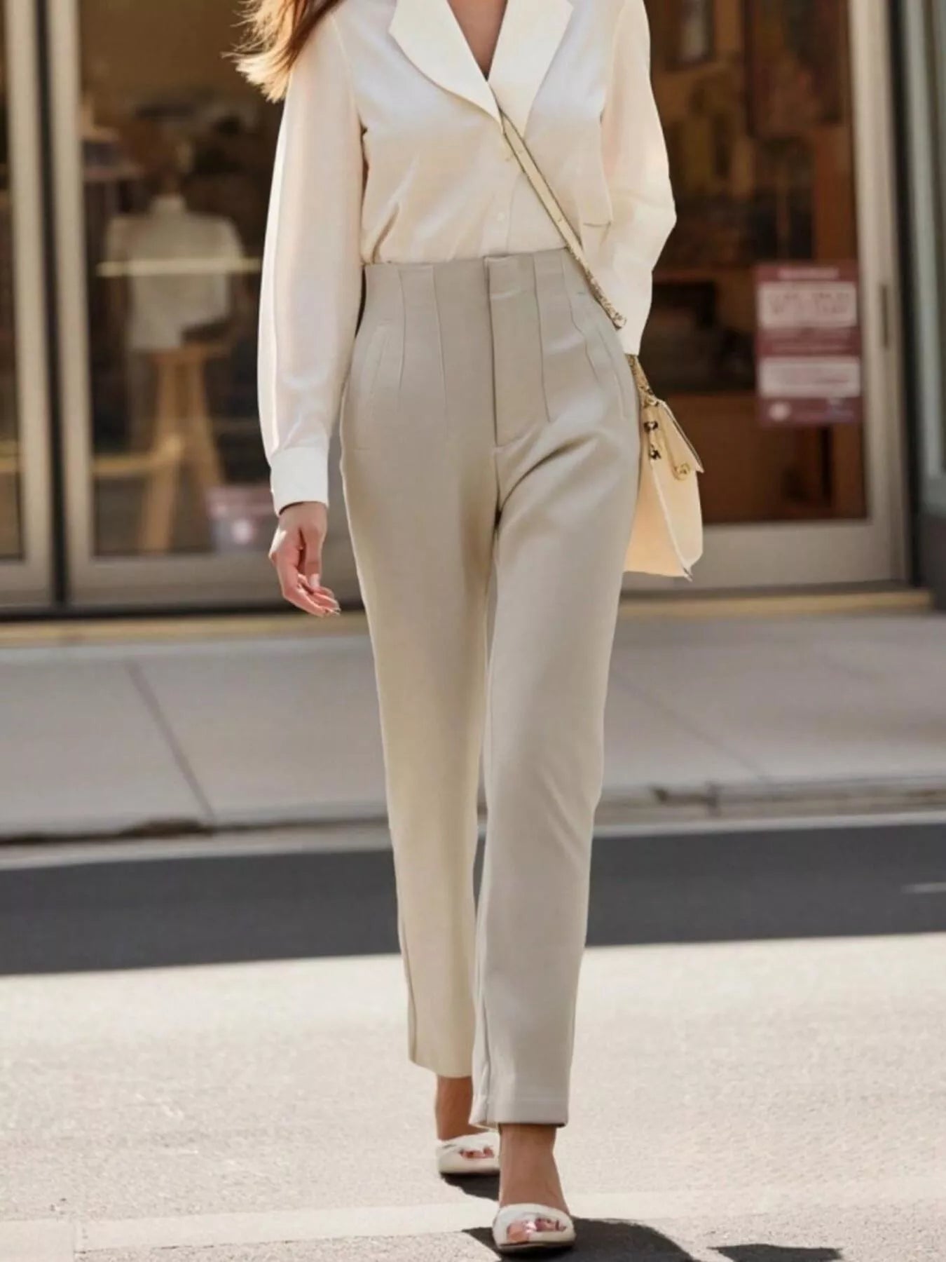 High-Waisted Straight-Leg Pants Secondary image