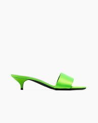 Satin Kitten Heel Open Toe Slip-On Sandals