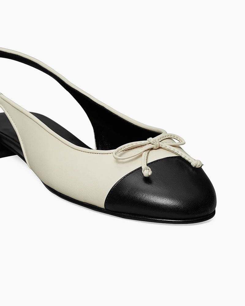 Monochrome Elegance Bow Slingback Flats