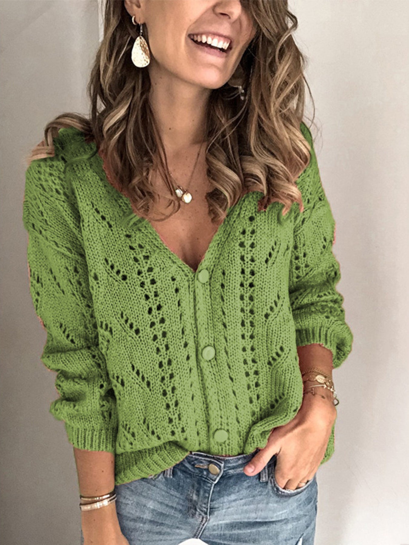 Openwork V-Neck Cardigan Secondary image