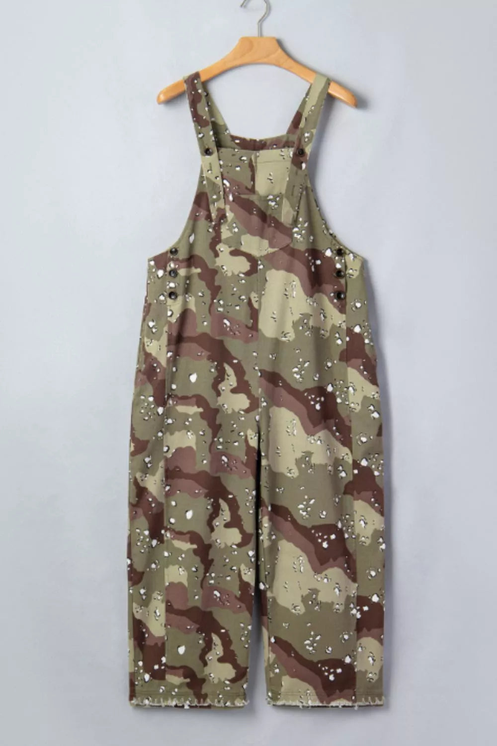Camouflage Print Leopard Detail Loose Denim Overall Cropped Jumpsuit Secondary image