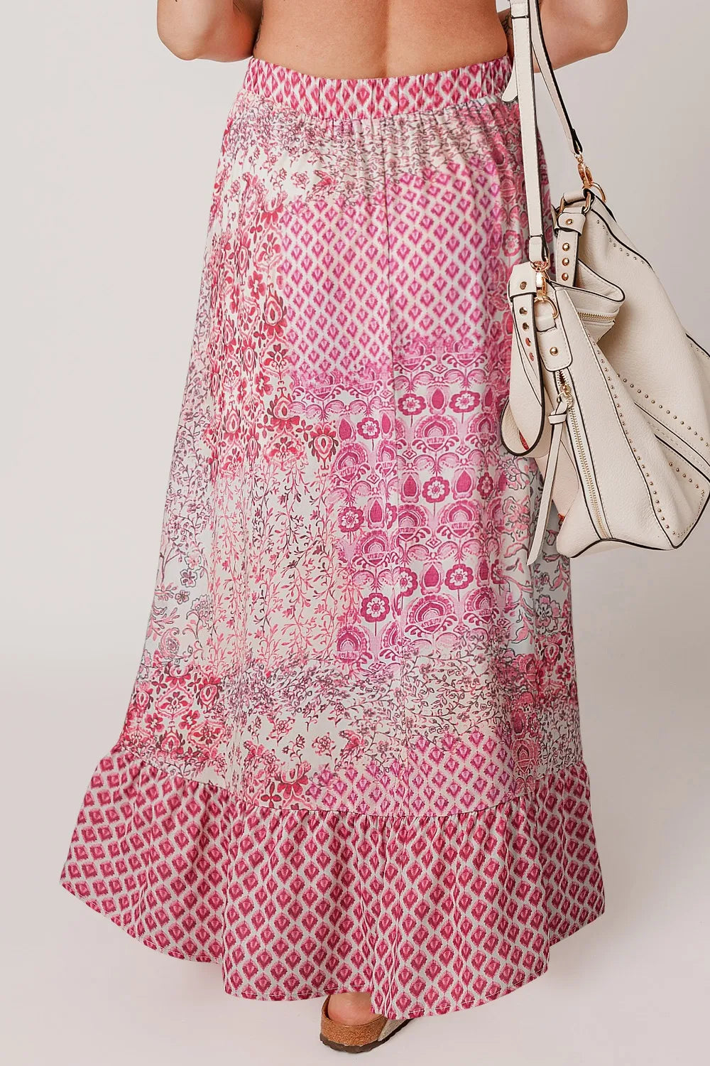 Printed Tassel Drawstring High Waist Maxi Skirt Secondary image