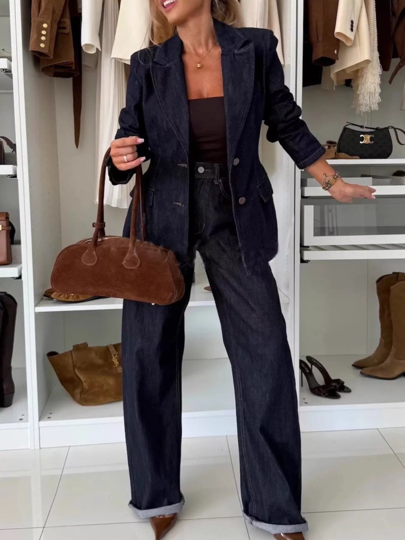 Single-Breasted Blazer and Jeans Denim Set Secondary image