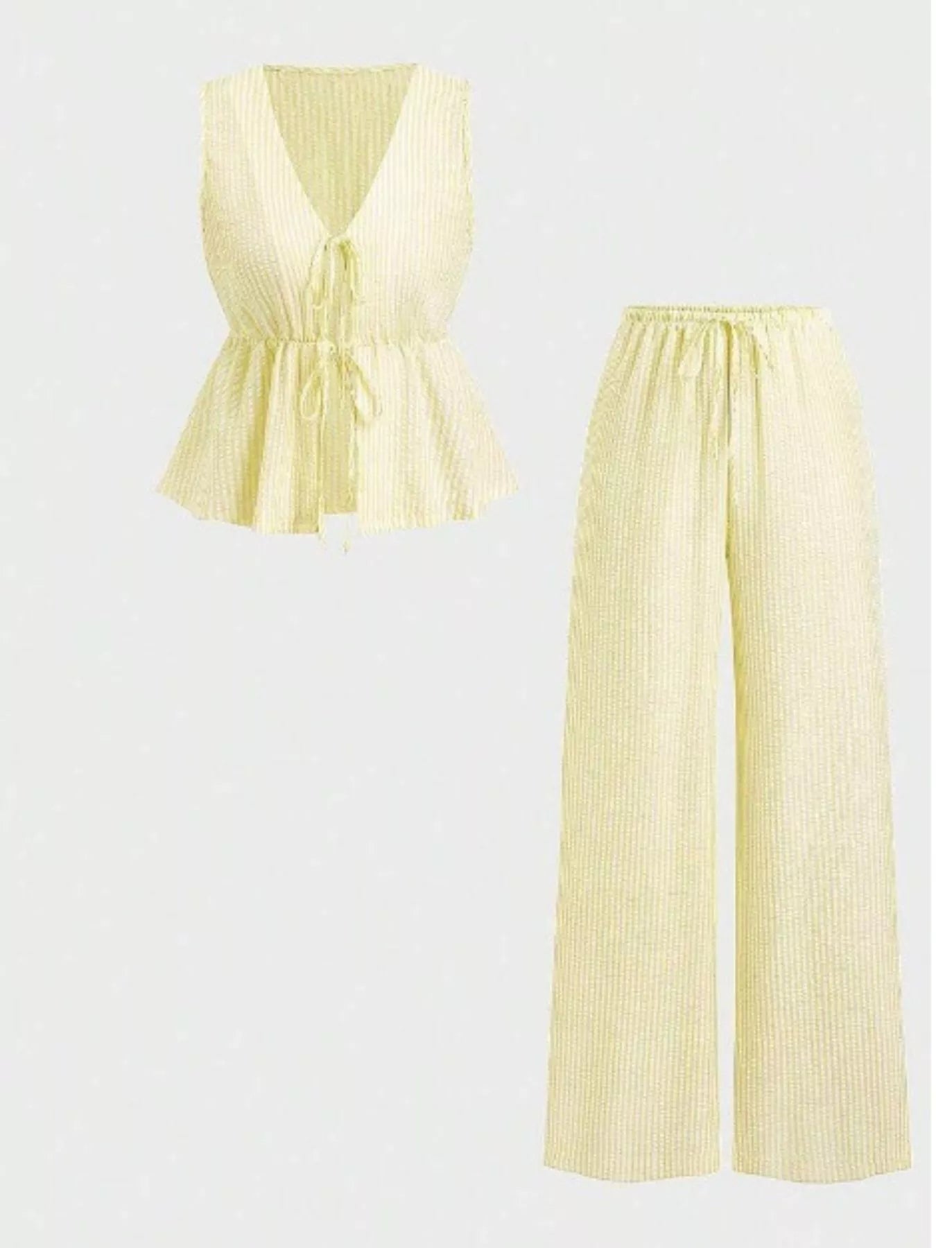 Striped Tie-Front Sleeveless Top and Pants Set Secondary image