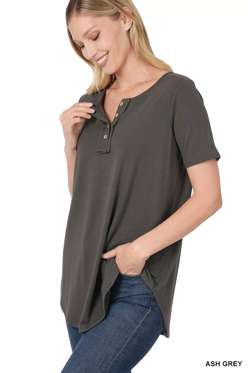 Zenana Short Sleeve Button Down Top Secondary image