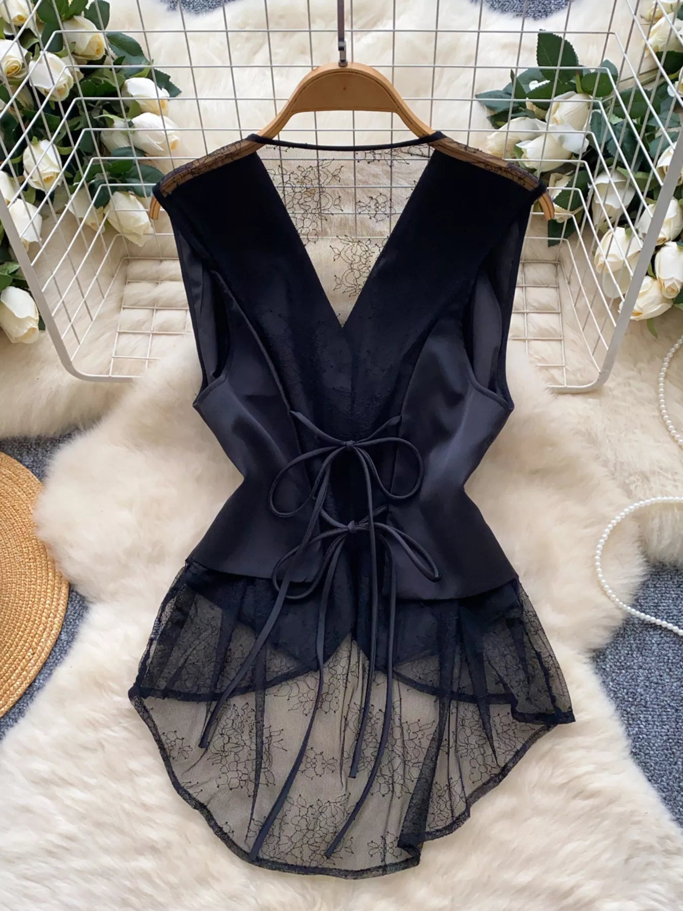 Lace Trimmed Button-Down Vest Coat Secondary image