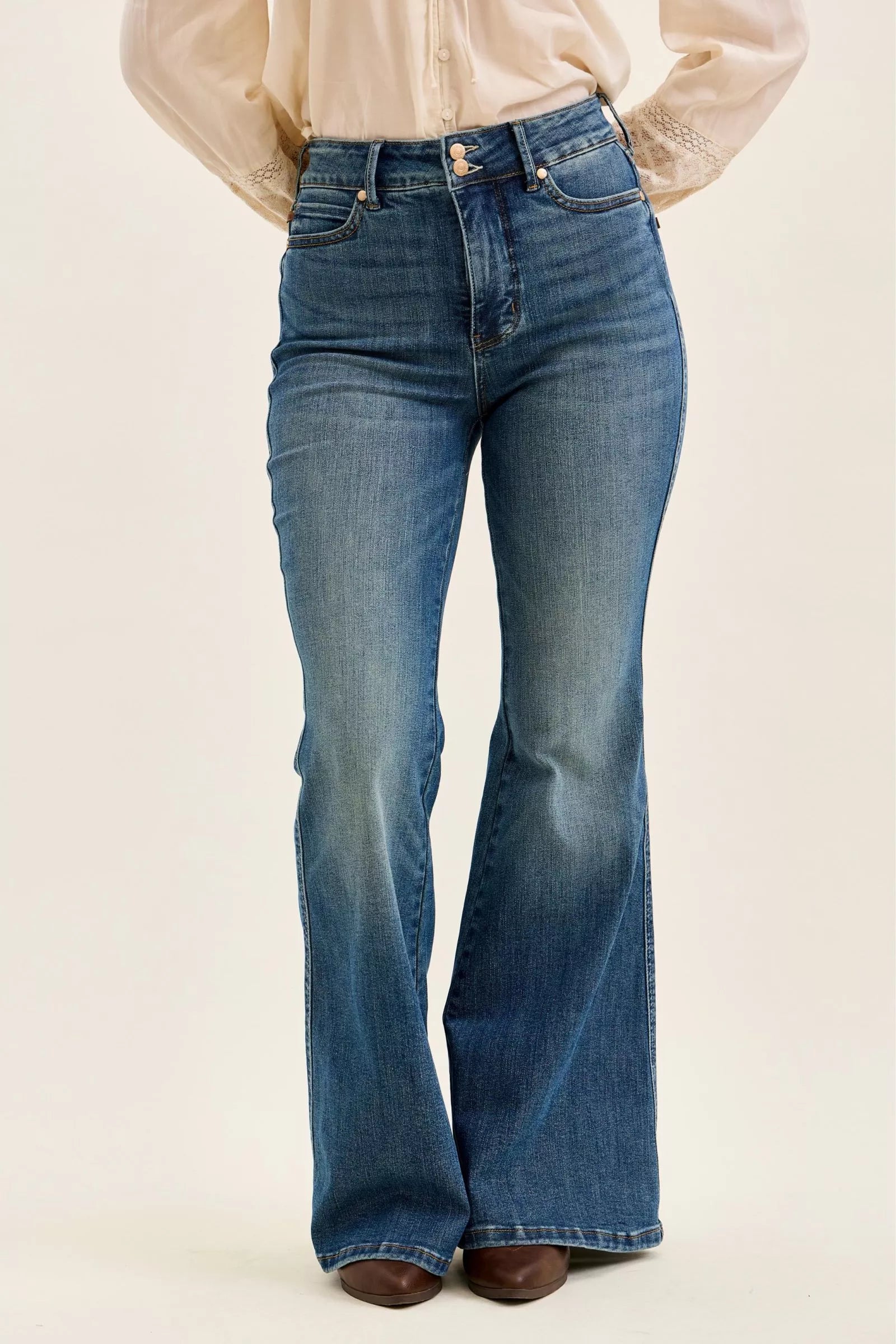 Judy Blue High Waist Double Button Tummy Control Flare Jeans Secondary image