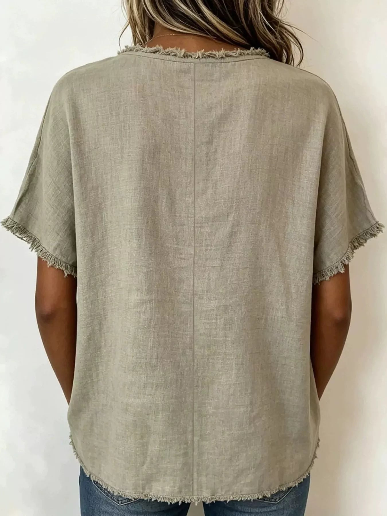 Full Size Frayed Hem Short Sleeve Top Plus Size Secondary image