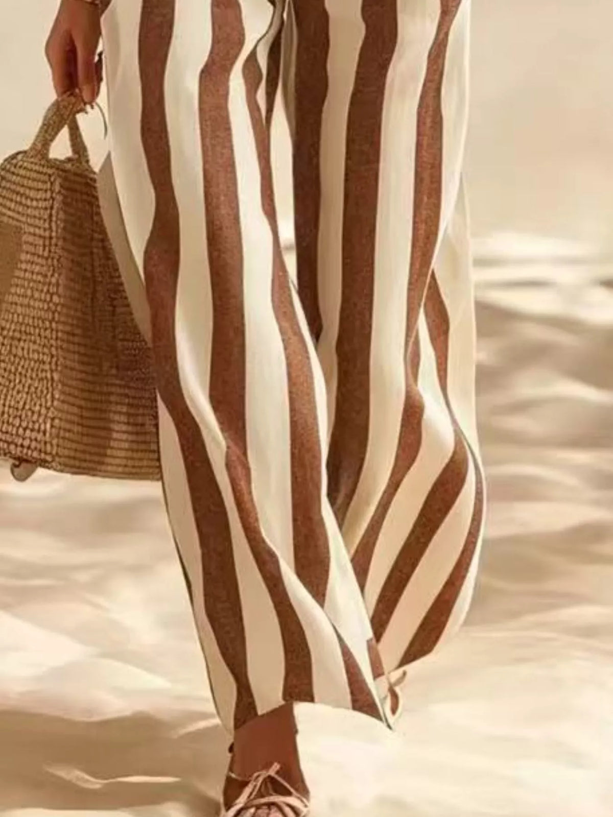 Full Size Striped Half Sleeve Top and Pants Set Plus Size - photo 9