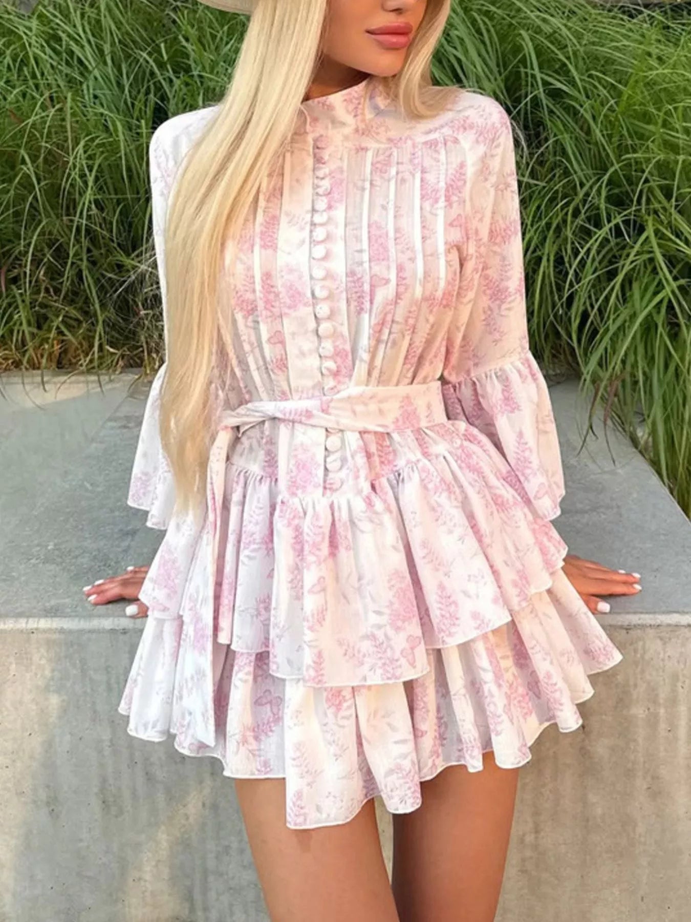 Floral Print Layered Ruffle Dress Secondary image