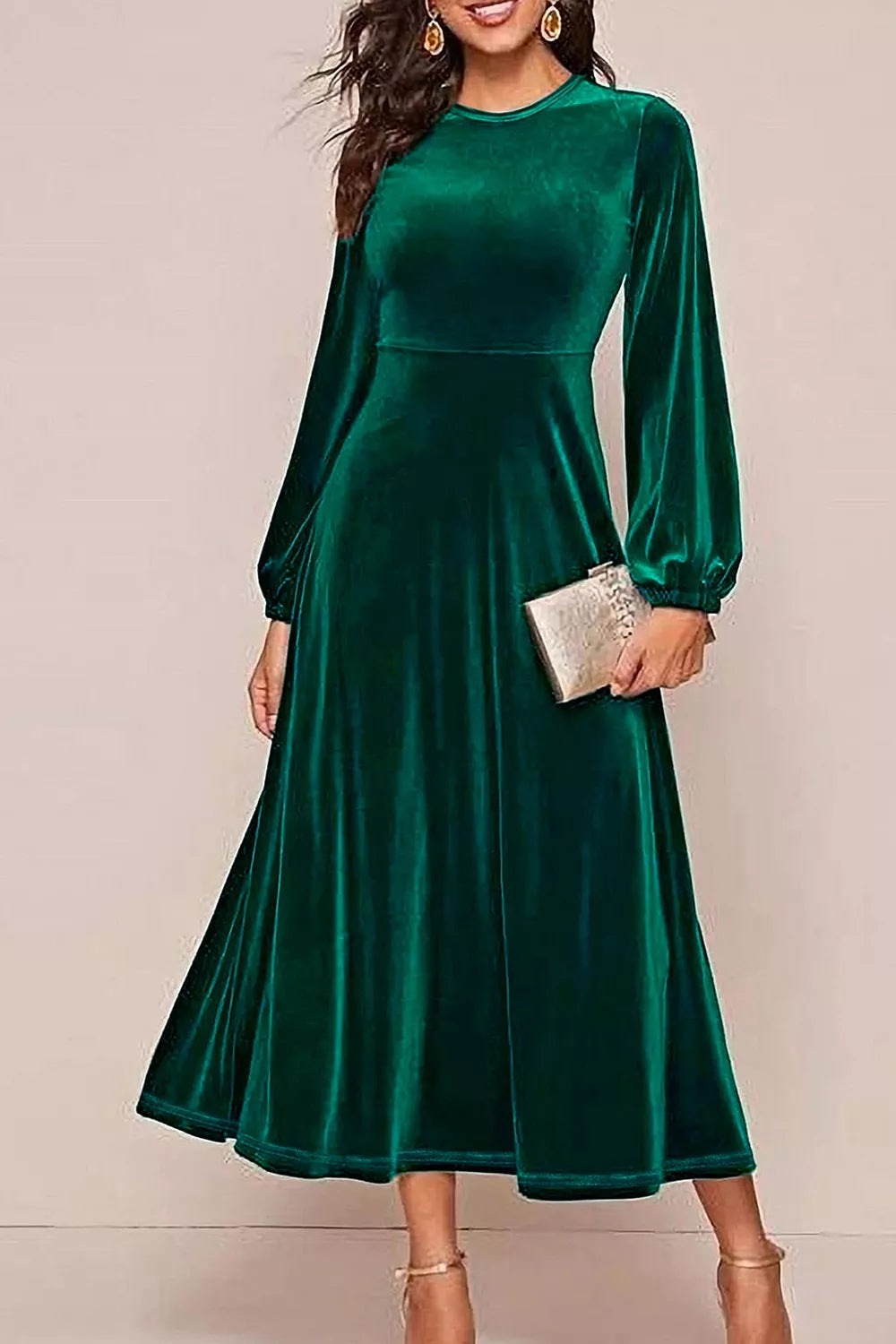 Velvet Balloon Sleeve Maxi Dress Secondary image