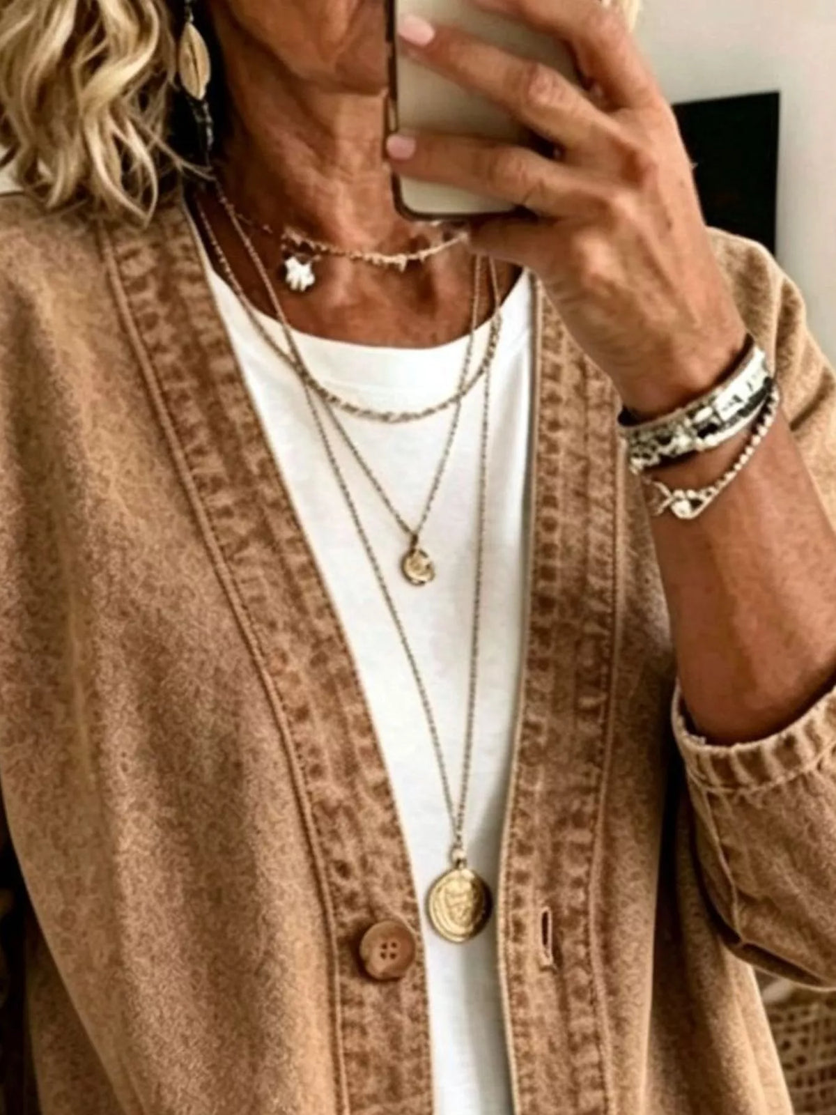 Women's V-Neck Button-Down Denim Jacket – Classic Cotton Jacket in 4 Colors - photo 5