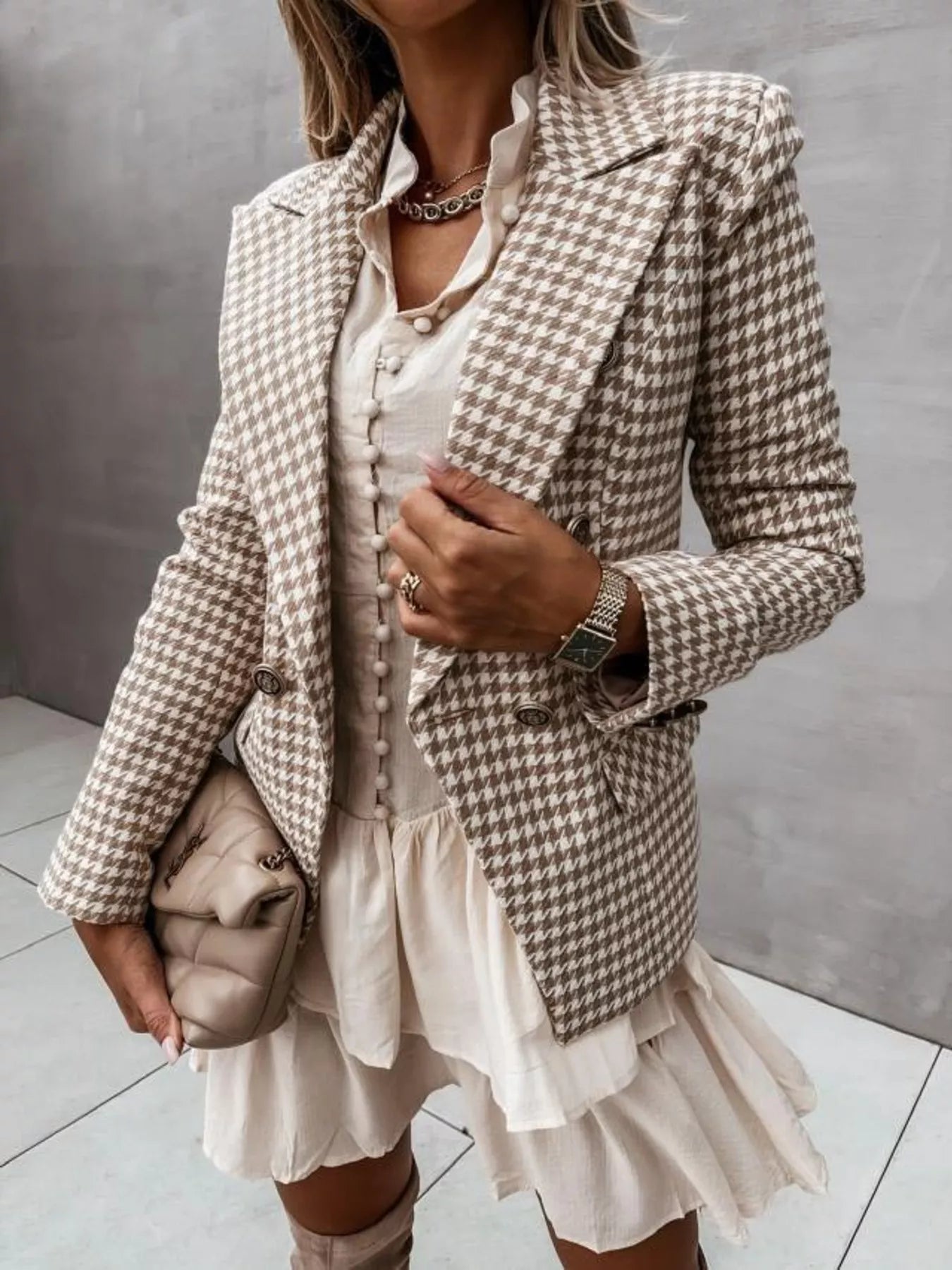 Houndstooth Double-Breasted Blazer Secondary image