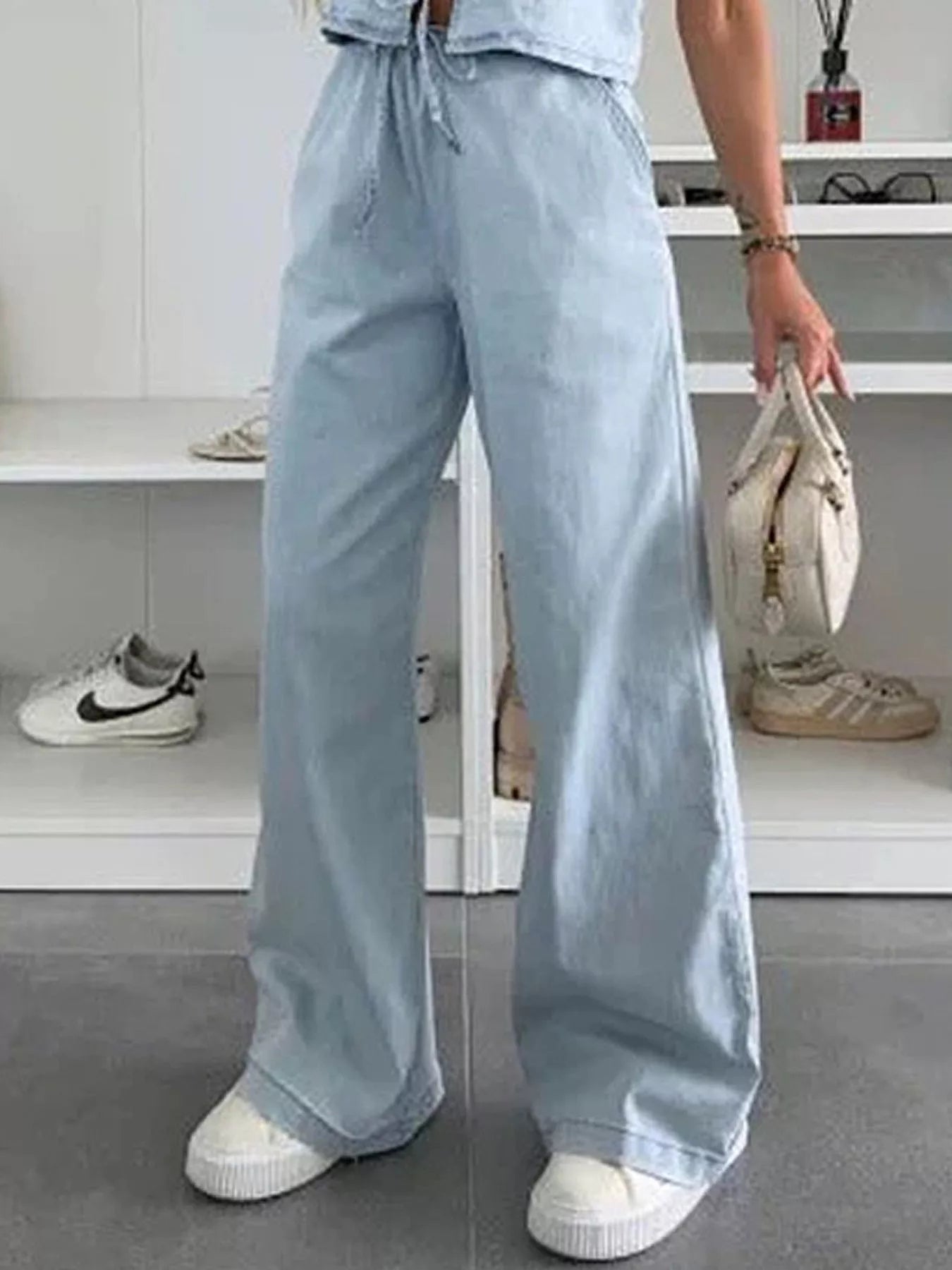 Tie Front Vest and Jeans Denim Set Secondary image