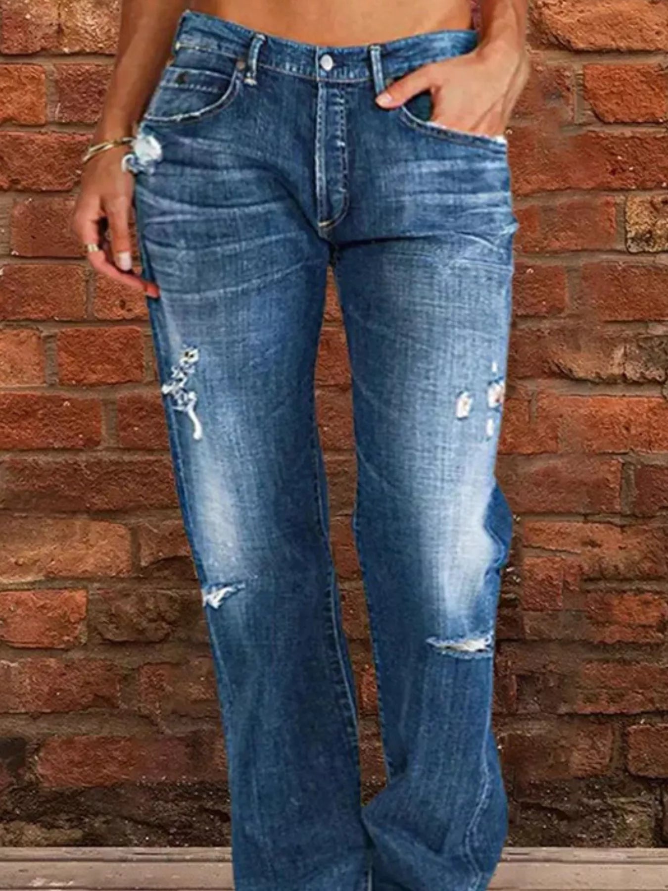 Full Size Distressed Raw Hem Jeans Plus Size Secondary image