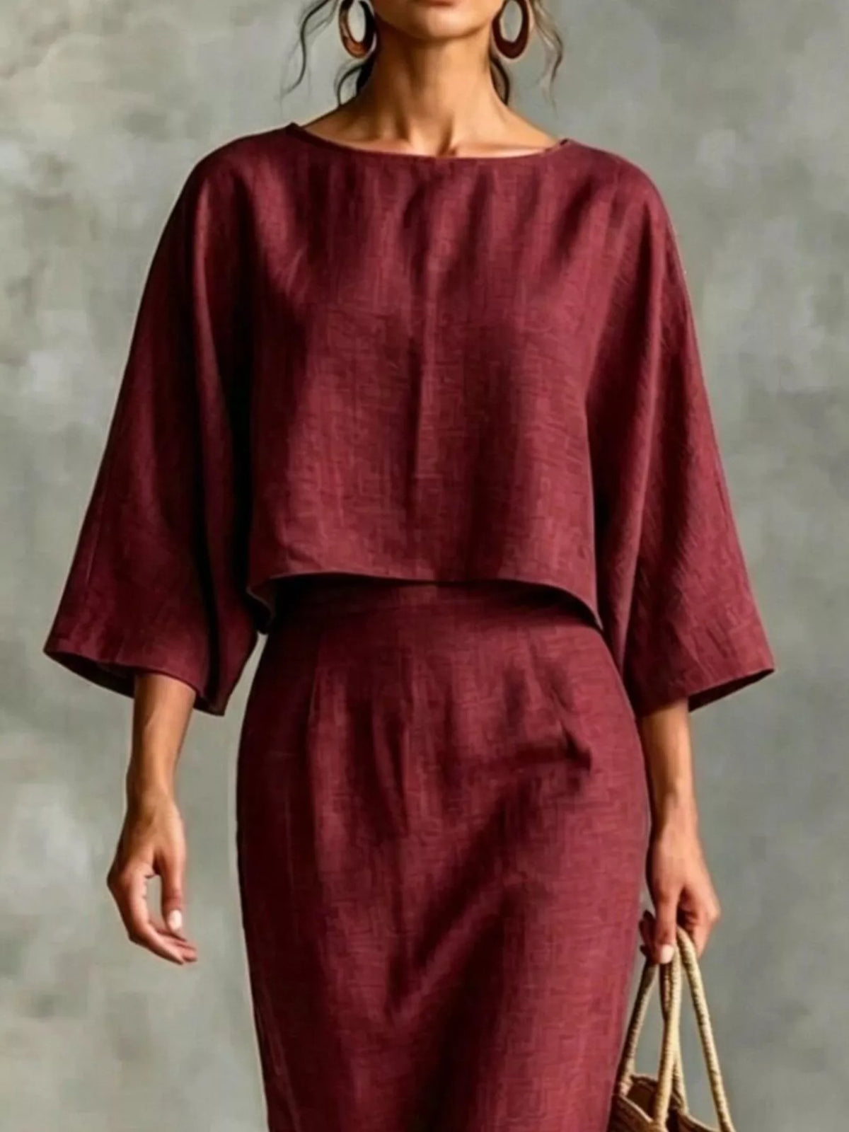Full Size Solid Color Cropped Top and Midi Skirt Set Plus Size - photo 5