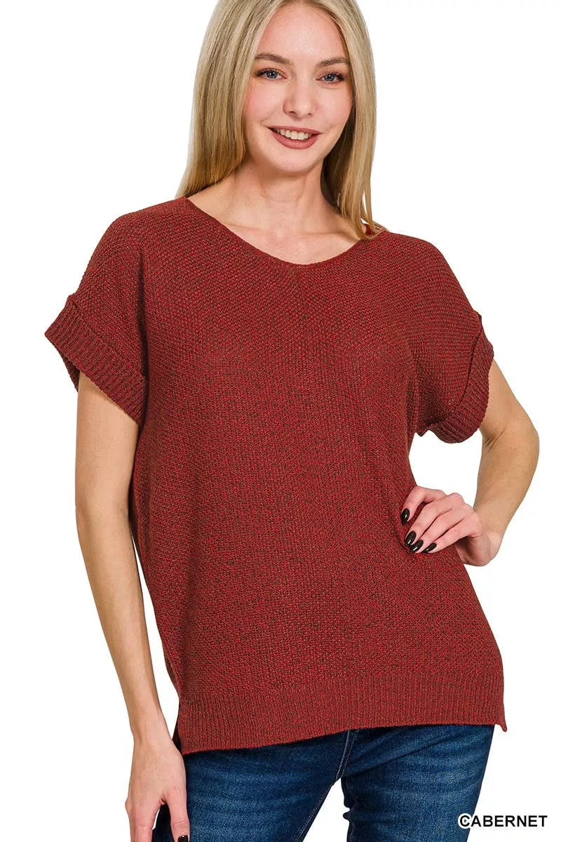 Zenana Center Seam Short Sleeve Sweater Secondary image