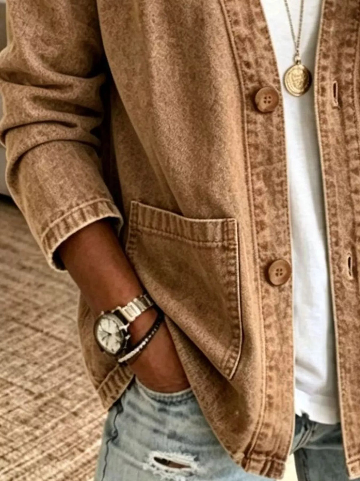 Women's V-Neck Button-Down Denim Jacket – Classic Cotton Jacket in 4 Colors - photo 6