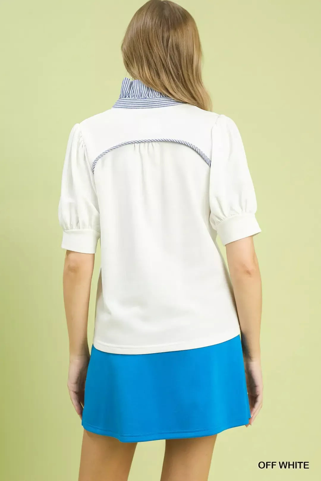 Umgee Striped Collar Popover Top Secondary image