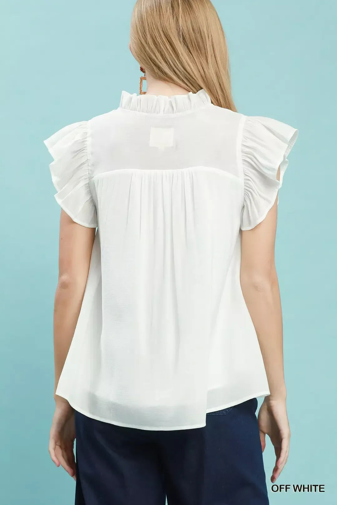 Umgee Smocked Yoke Ruffle Sleeve Blouse Secondary image
