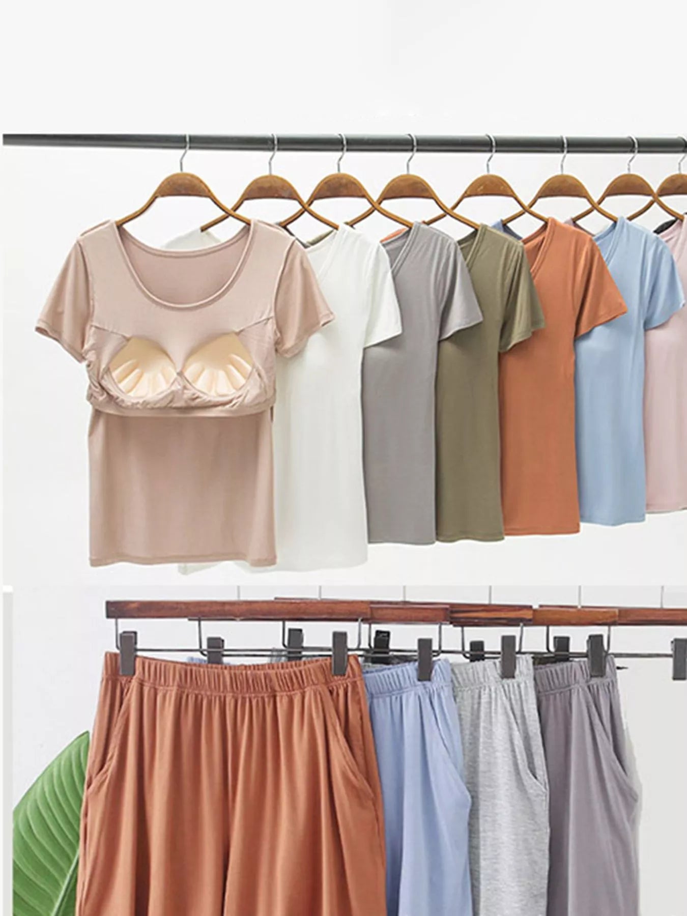 Plus Size Padded Modal Short Sleeve T-Shirt and Shorts Set Secondary image