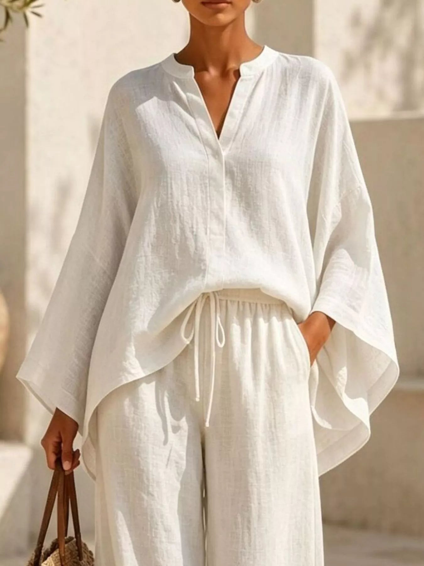 Full Size Loose Fit Top and Wide-Leg Pants Set Plus Size Secondary image