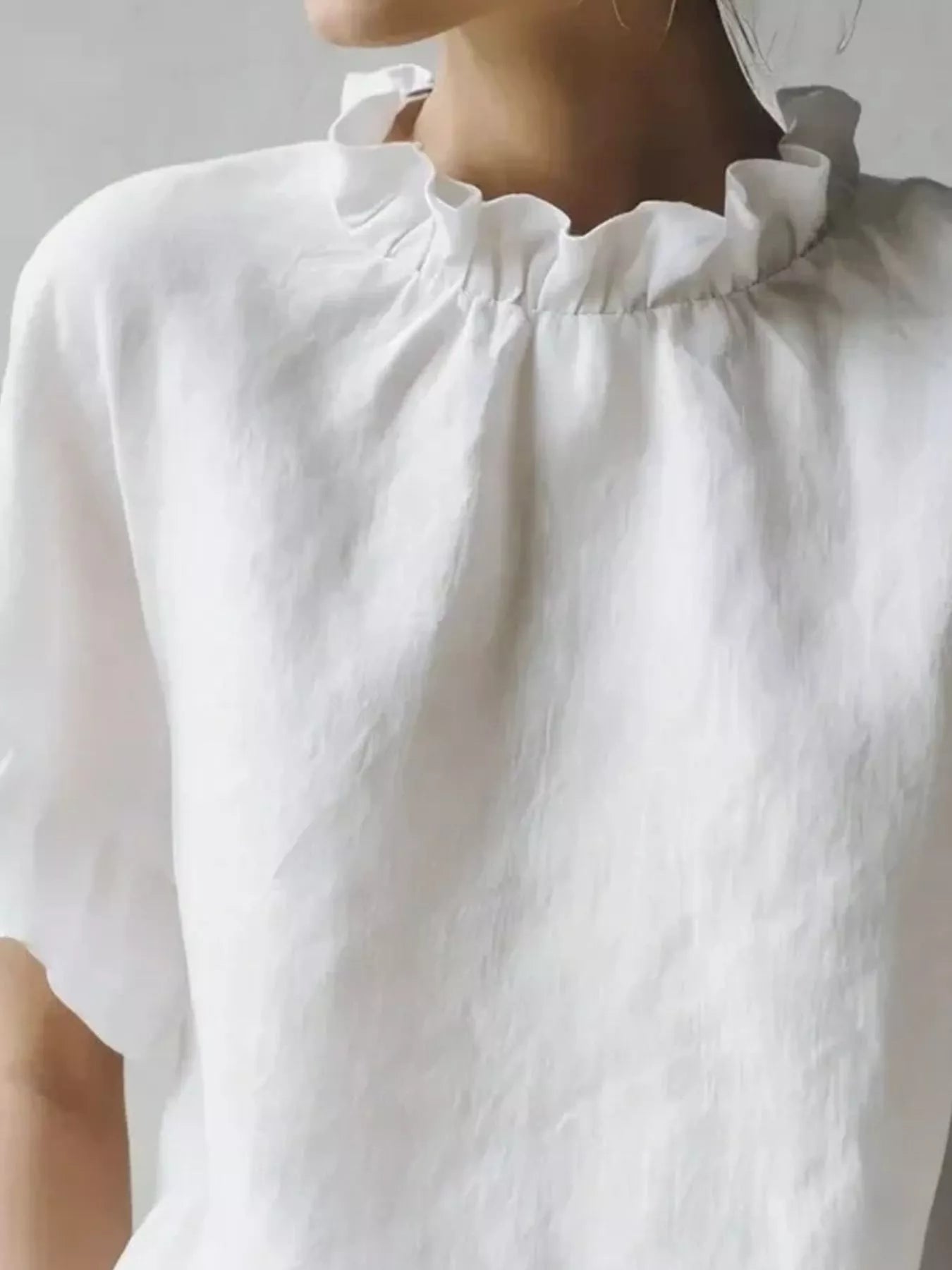 Full Size Ruffled Neck Half Sleeve Blouse Plus Size Secondary image