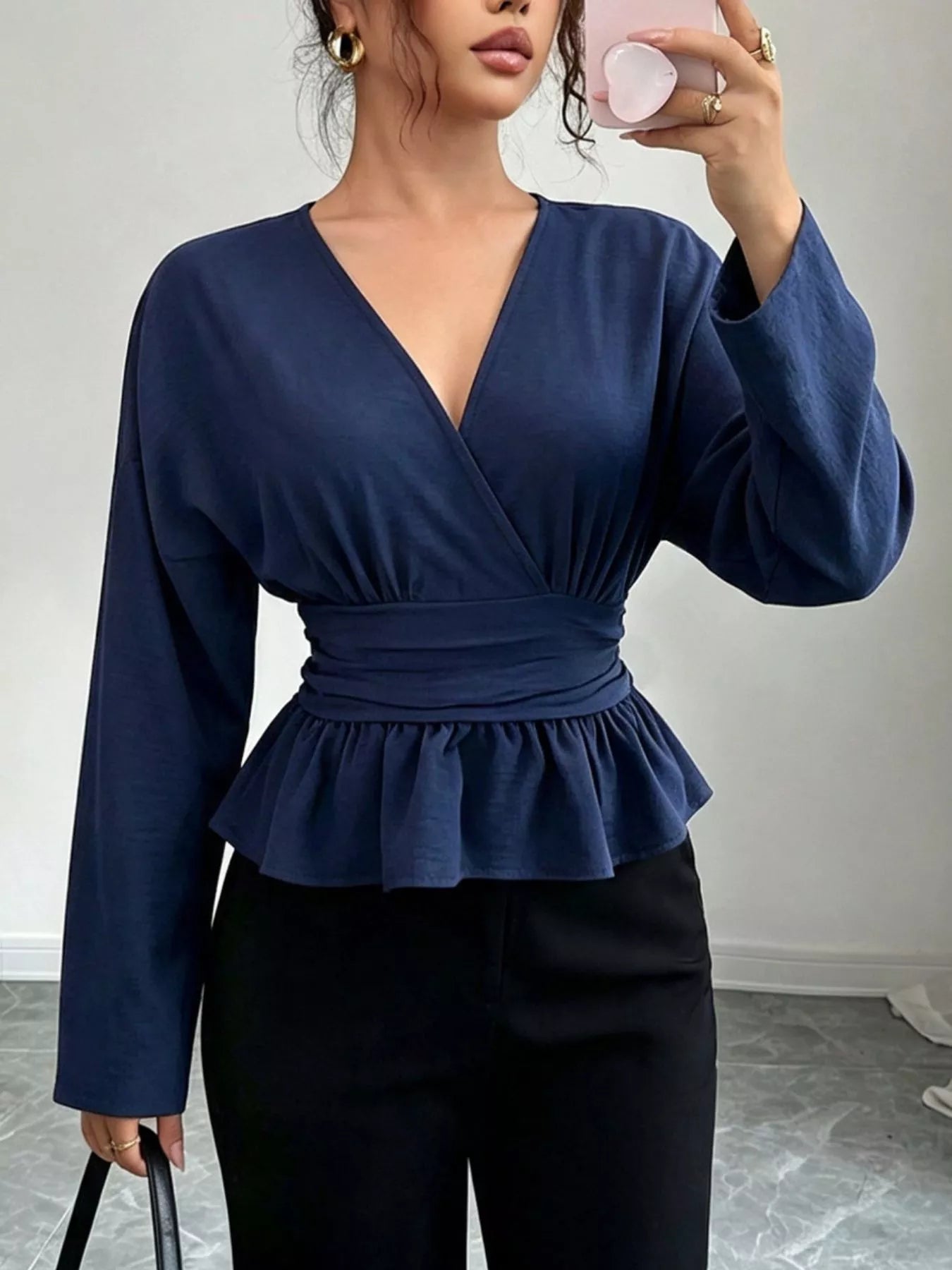 Surplice Long Sleeve Wrap Blouse Secondary image