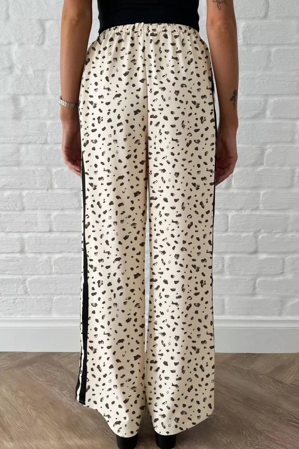 Leopard Print Side Stripe Detail Loose Drawstring Pants Secondary image