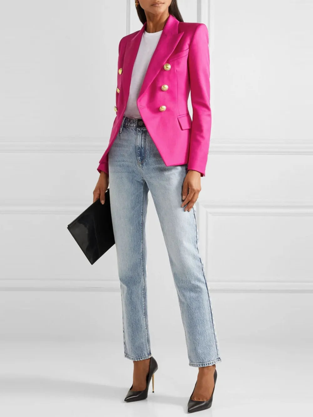 Lapel Collar Long Sleeve Blazer Secondary image