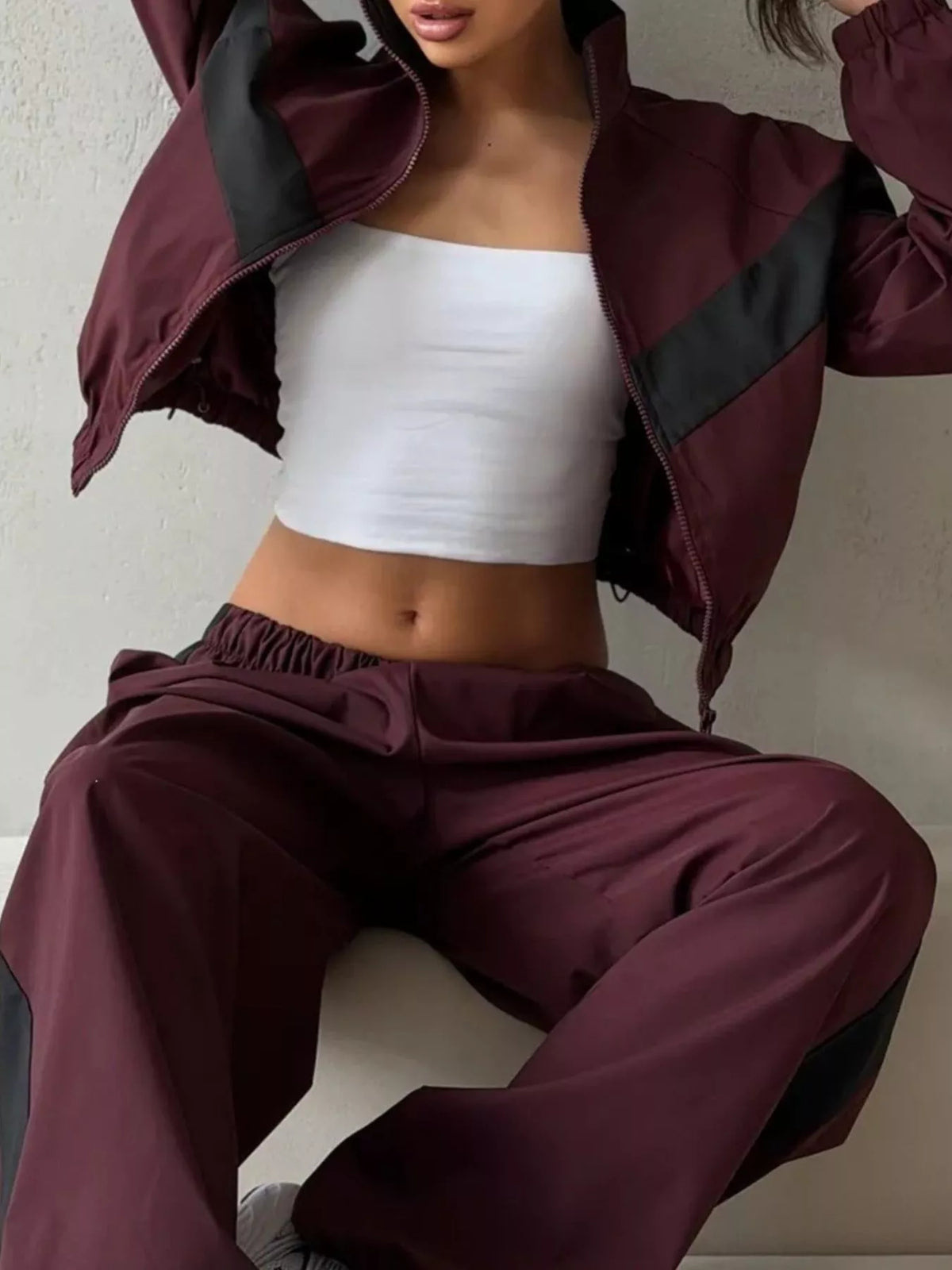 Color Block Zip Up Outerwear and Pants Set - photo 20