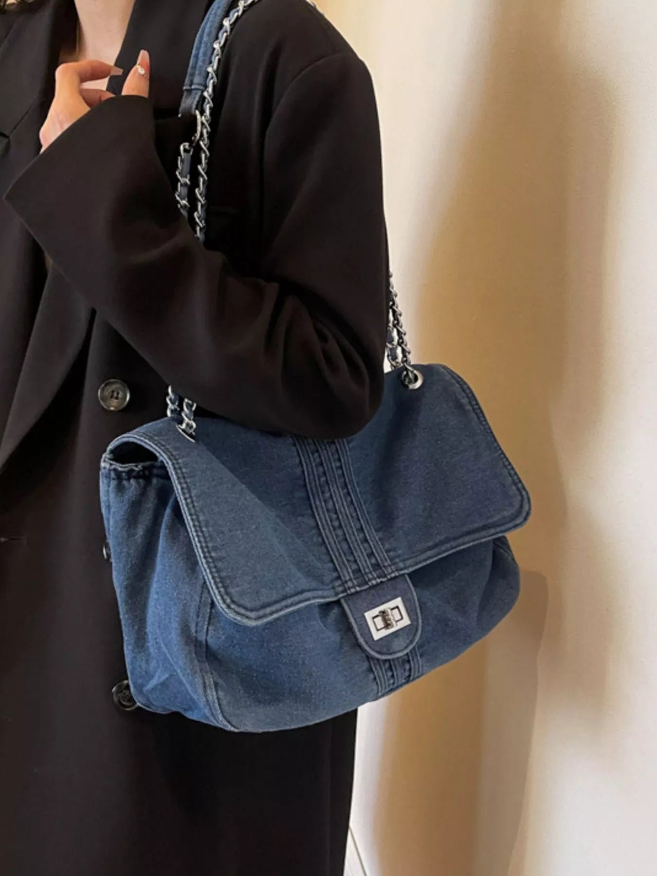 Denim Flap Chain Shoulder Bag Secondary image