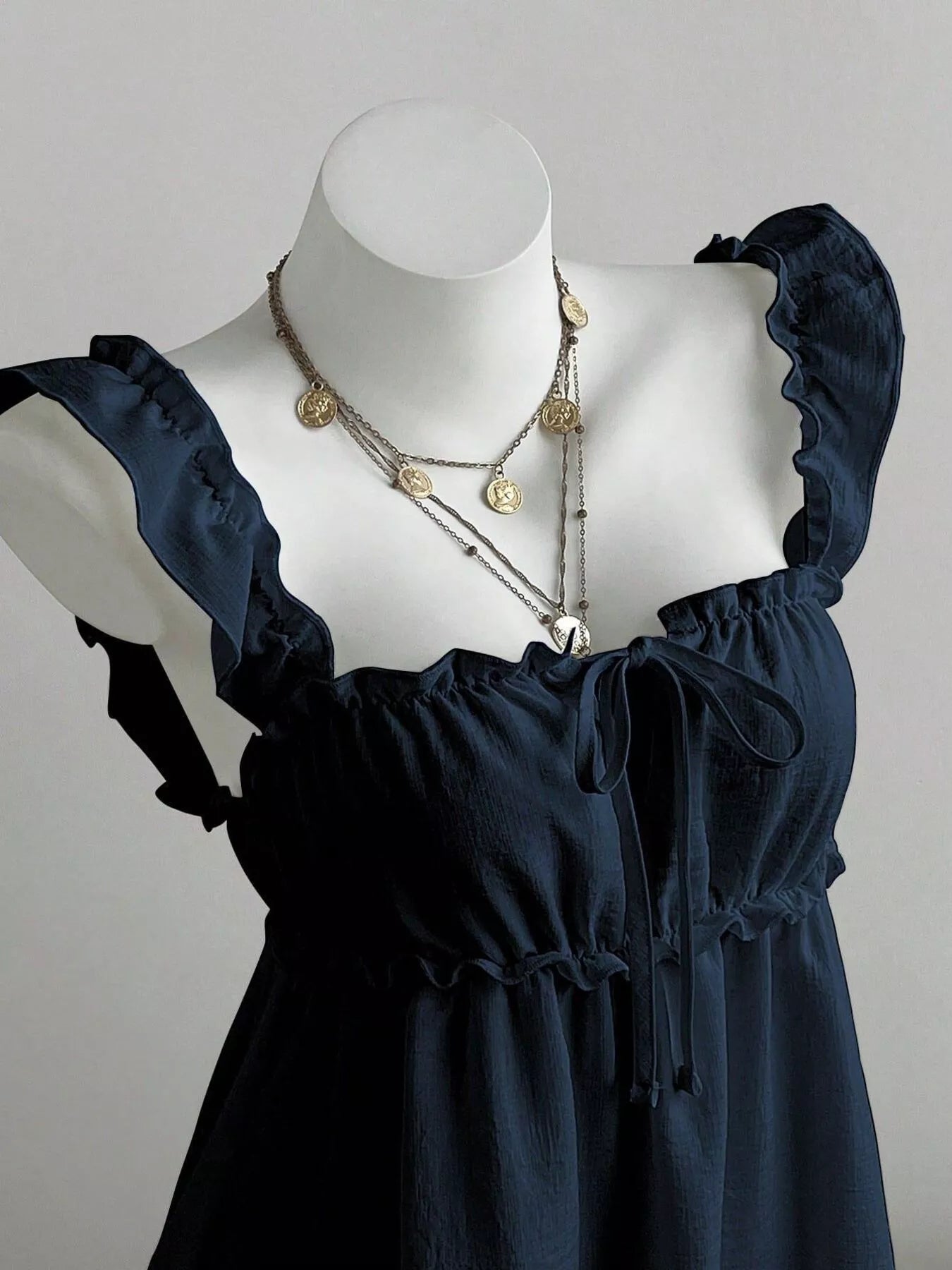 Ruffled Square Neck Tie-Front Mini Dress Secondary image