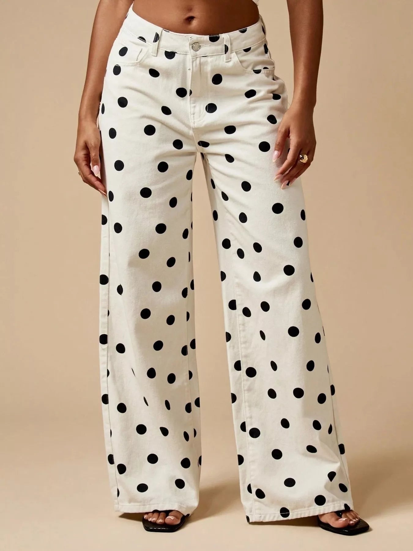 Polka Dot Wide-Leg Jeans Secondary image