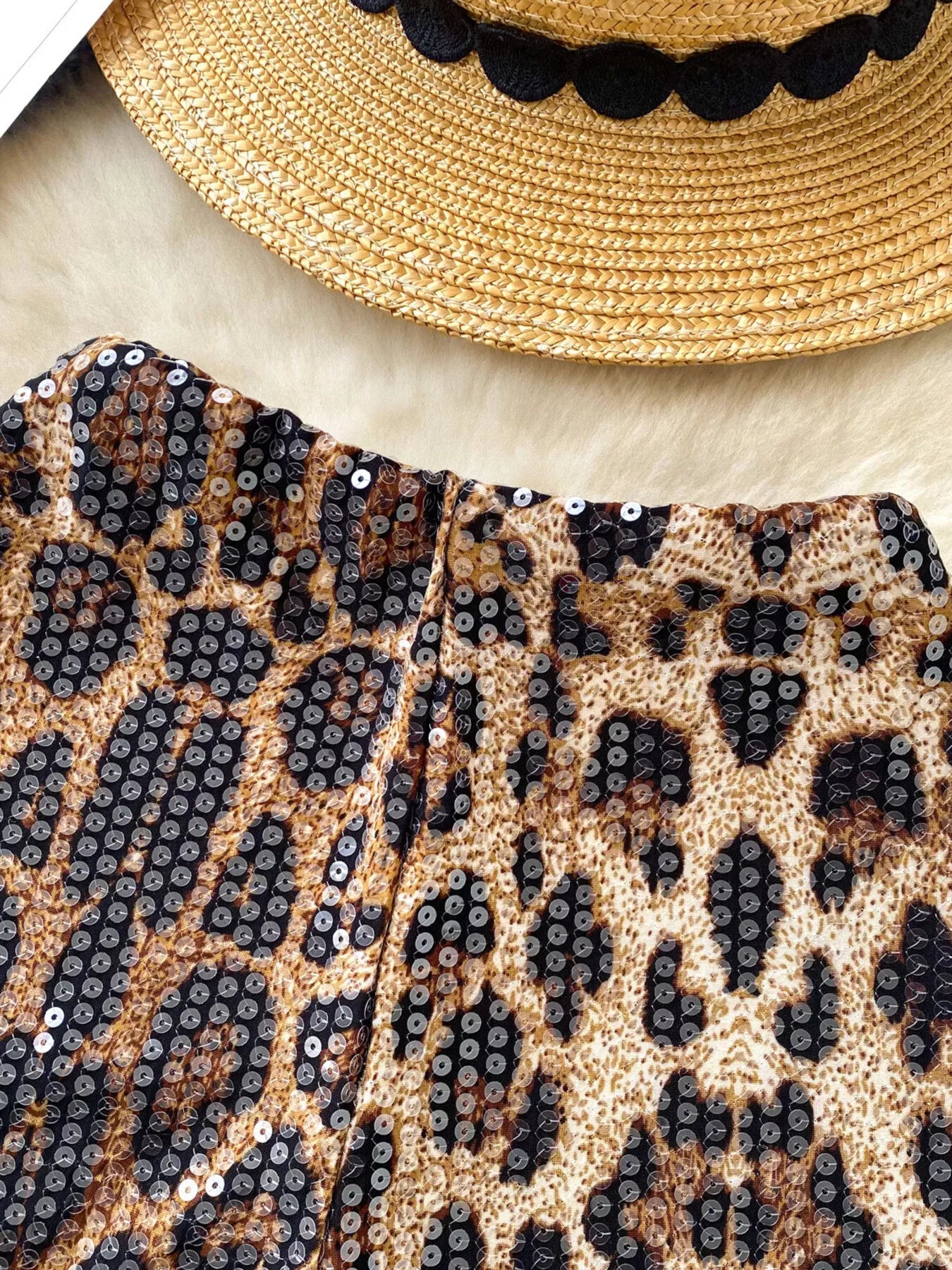 Sequin Leopard Shorts Secondary image