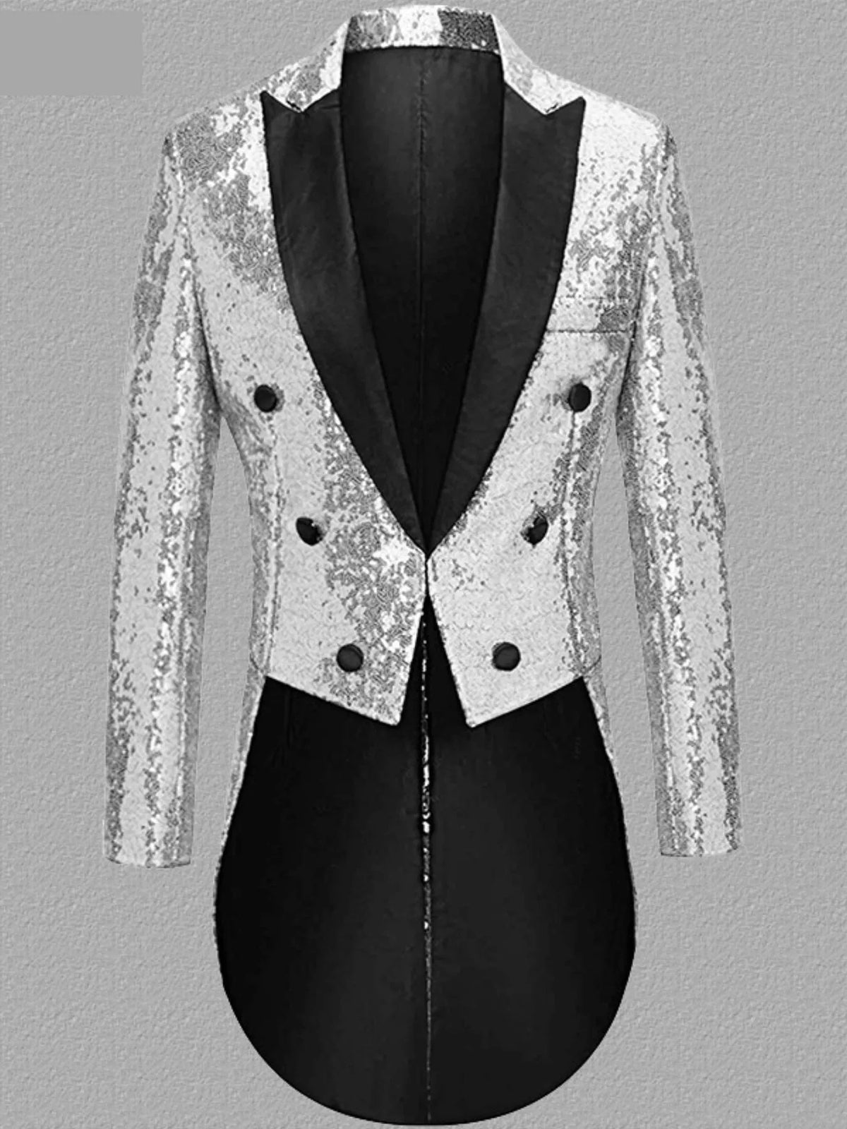 Men's Long Sleeve Sequin Tailcoat Blazer - photo 3