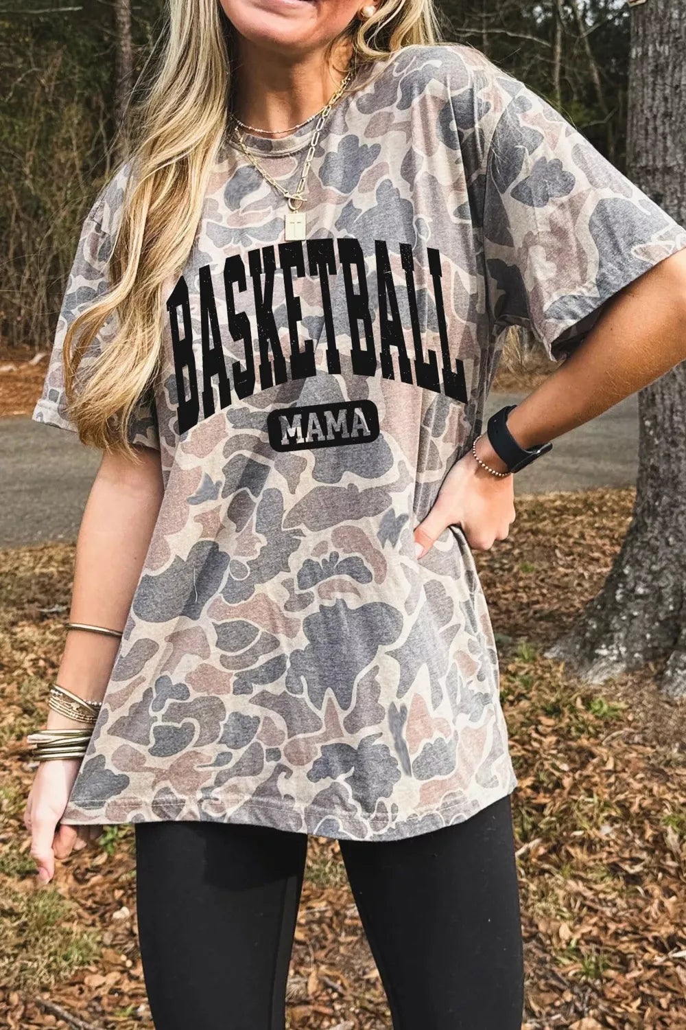 Basketball Mama Camo Print Relaxed Fit T-Shirt Secondary image