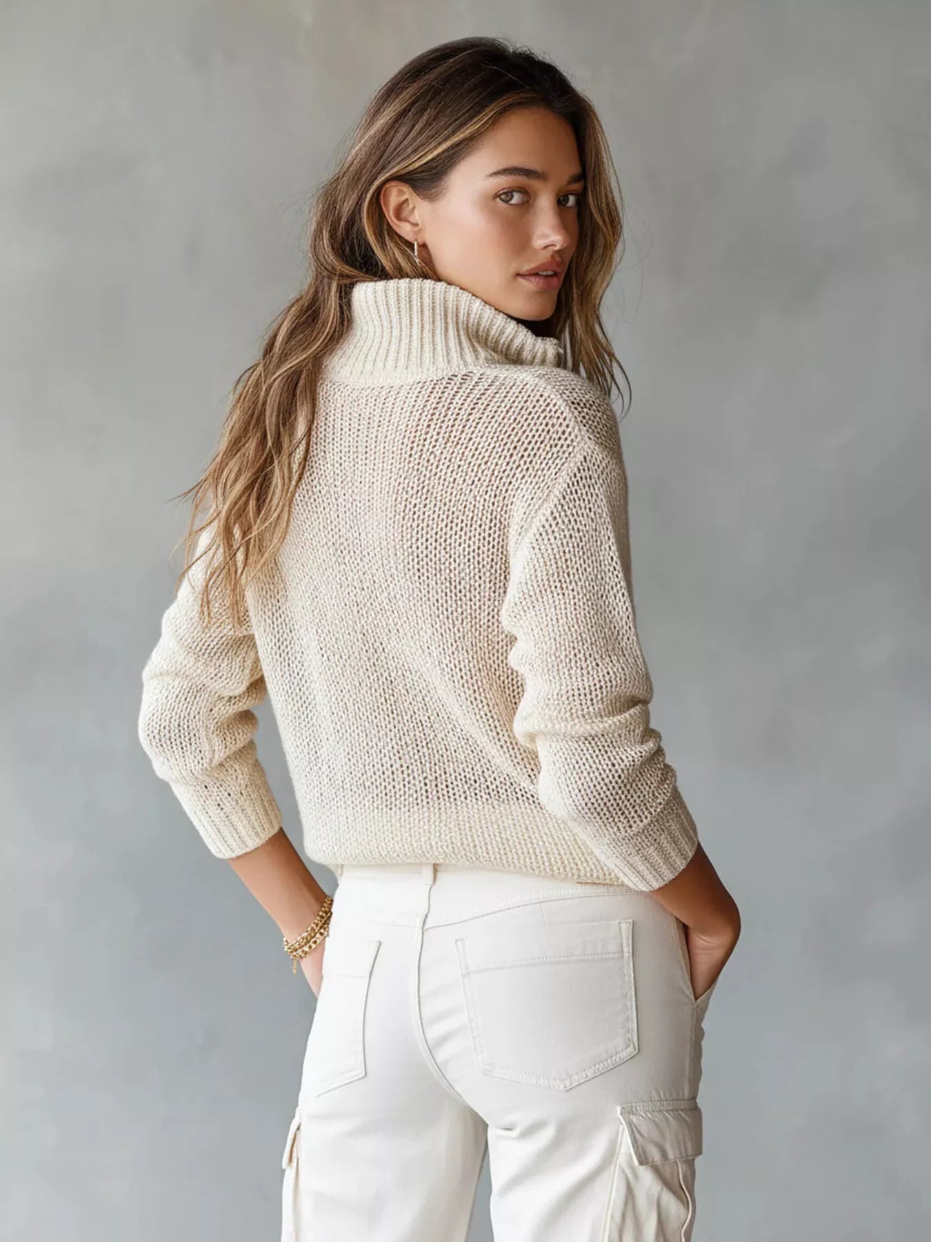 Half-Zip Dropped Shoulder Sweater Secondary image