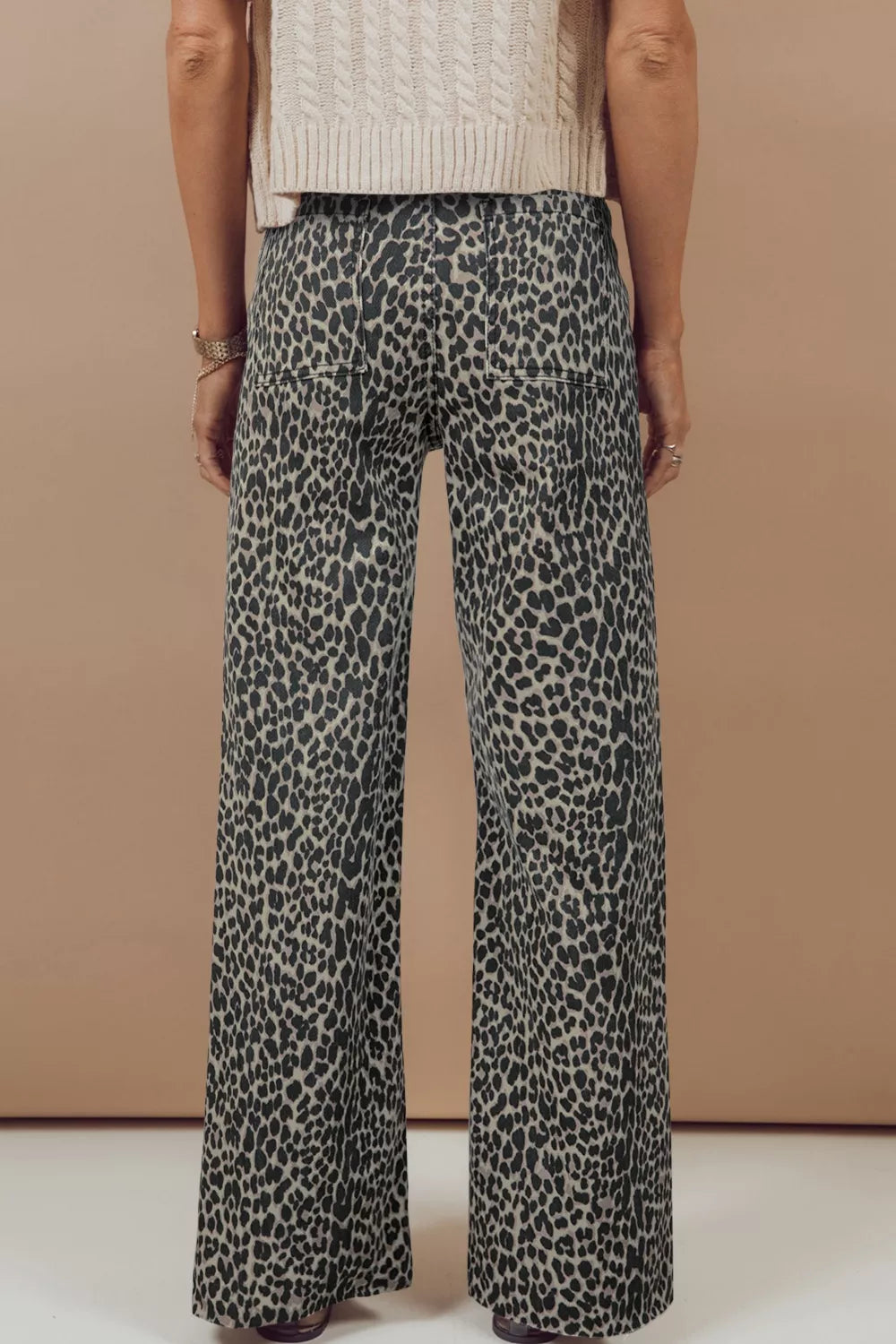 Leopard Print Wide Leg High Waist Jeans Secondary image