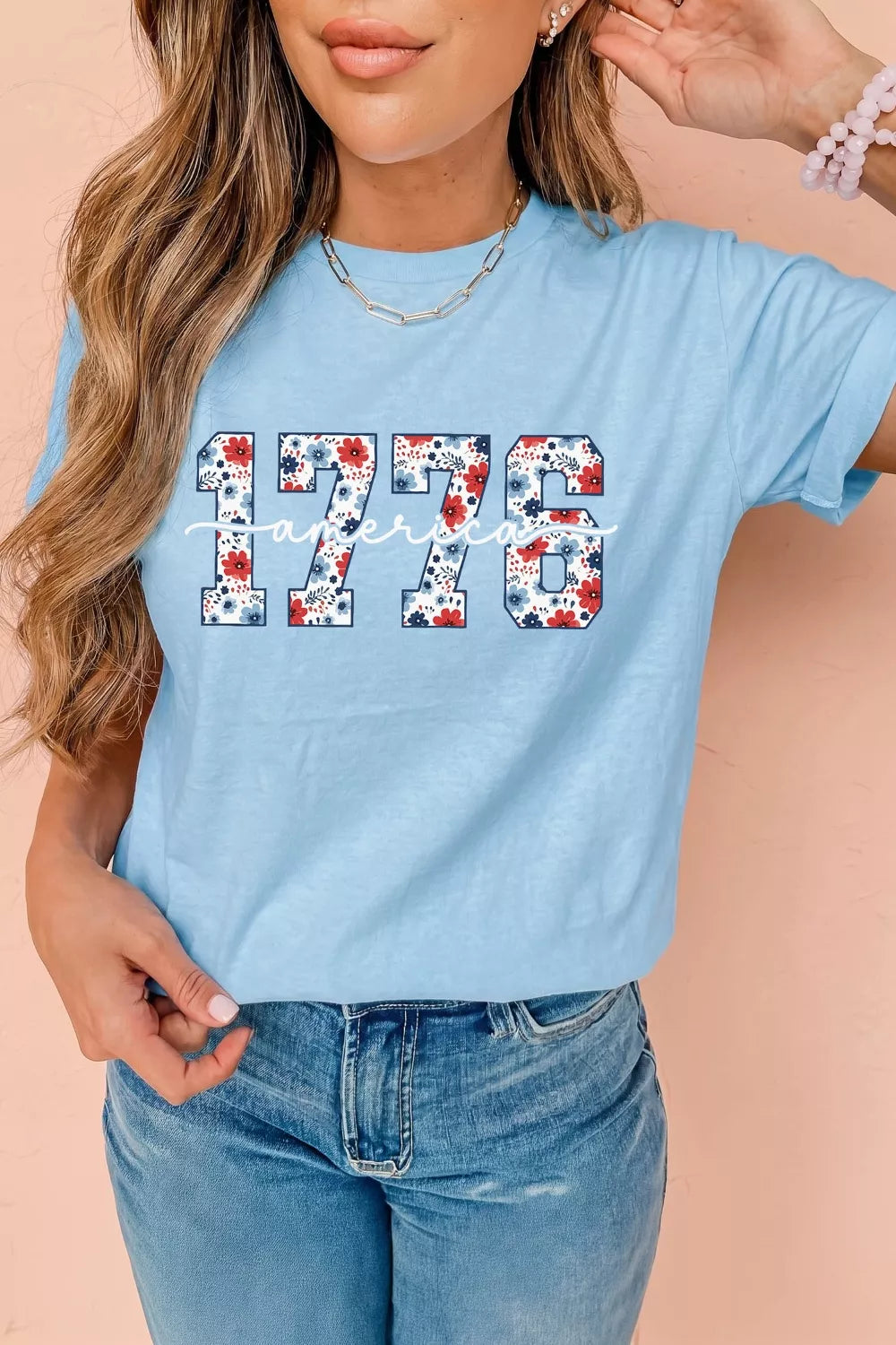 America 1776 Floral Print Relaxed T Shirt Secondary image