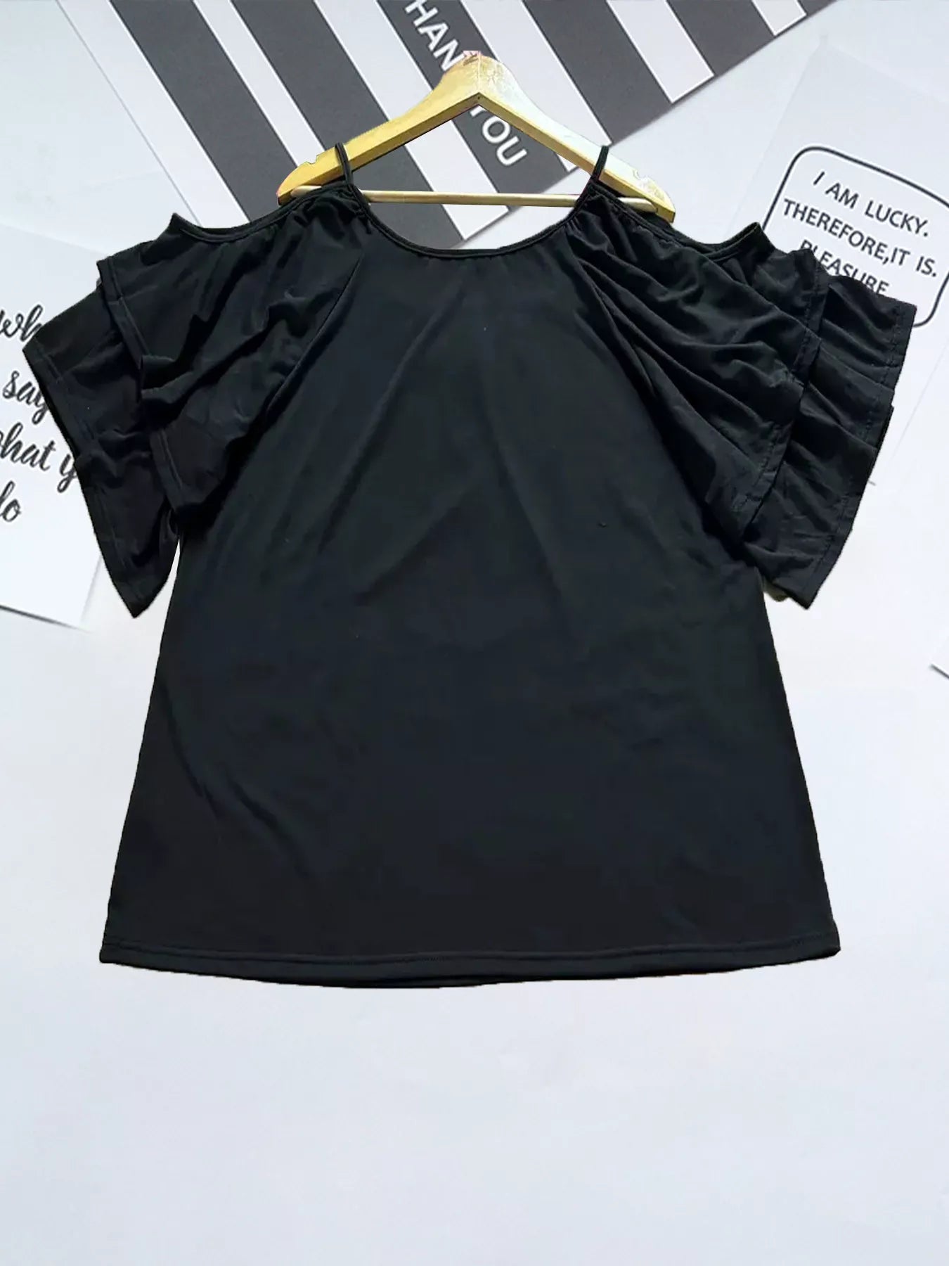 Cold Shoulder Ruffle Sleeve Top Secondary image
