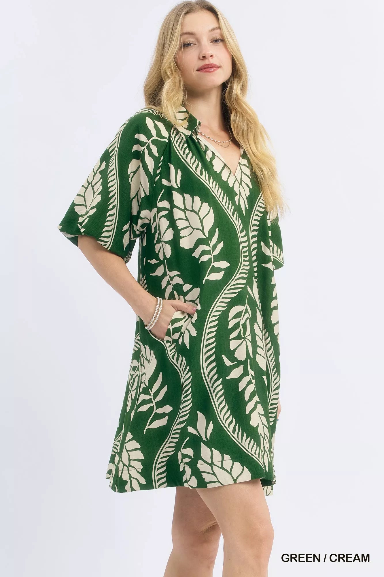 Umgee Leafy Ogee Print Mini Dress Secondary image