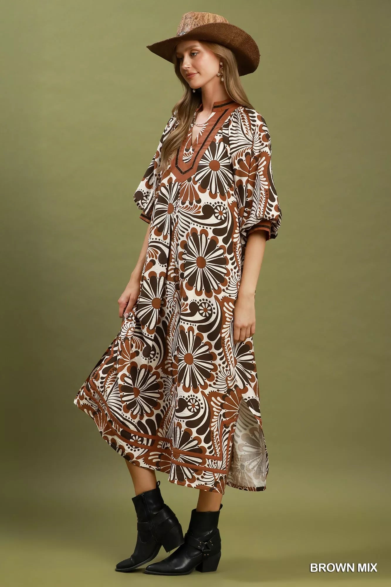Umgee Abstract Print Midi Dress Secondary image