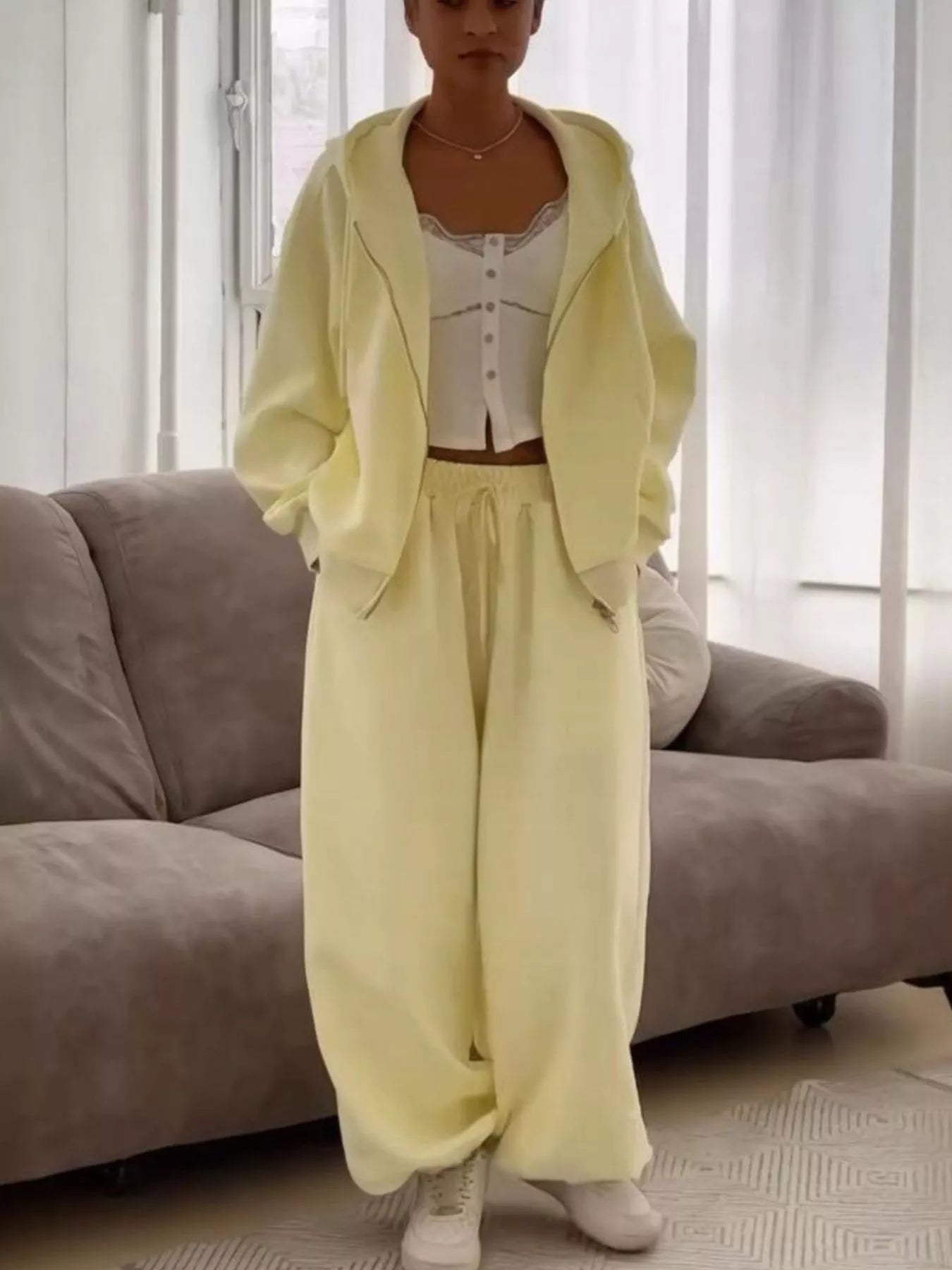 Oversized Zip-Up Hoodie and Joggers Set Secondary image
