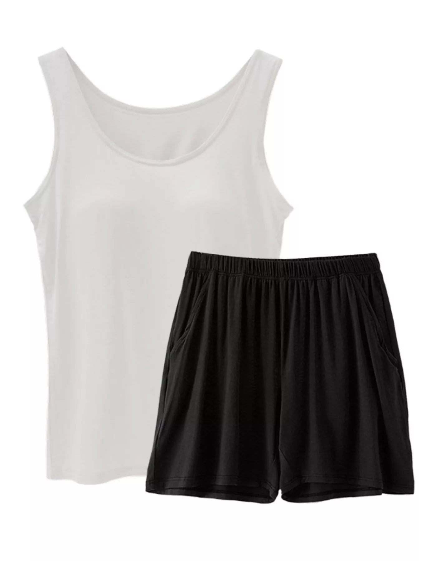 Plus Size Modal Padded Sleeveless Tank Top & Shorts Set Secondary image