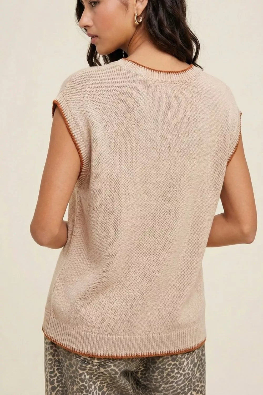 Contrast Trim Knit HOWDY Western Sweater Vest Secondary image