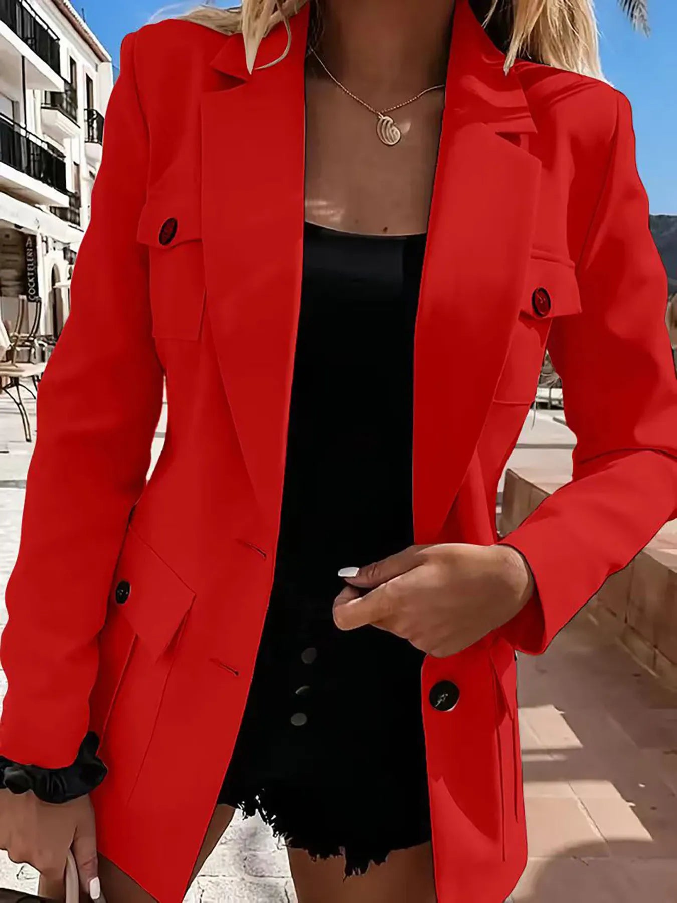 Lapel Collar Long Sleeve Blazer Secondary image
