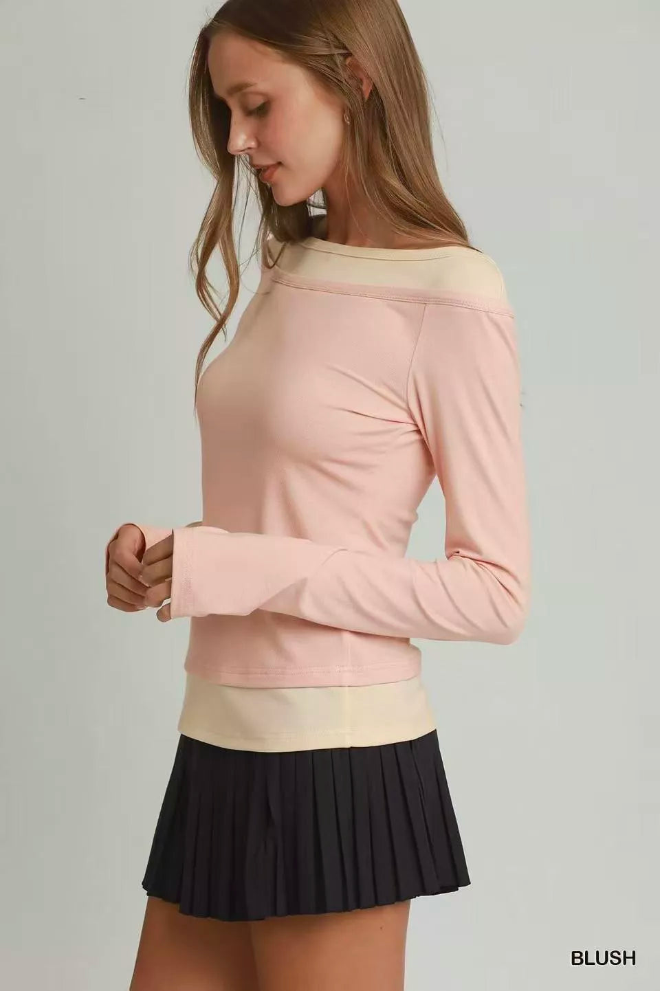 Umgee Layered Twofer Long Sleeve Top Secondary image