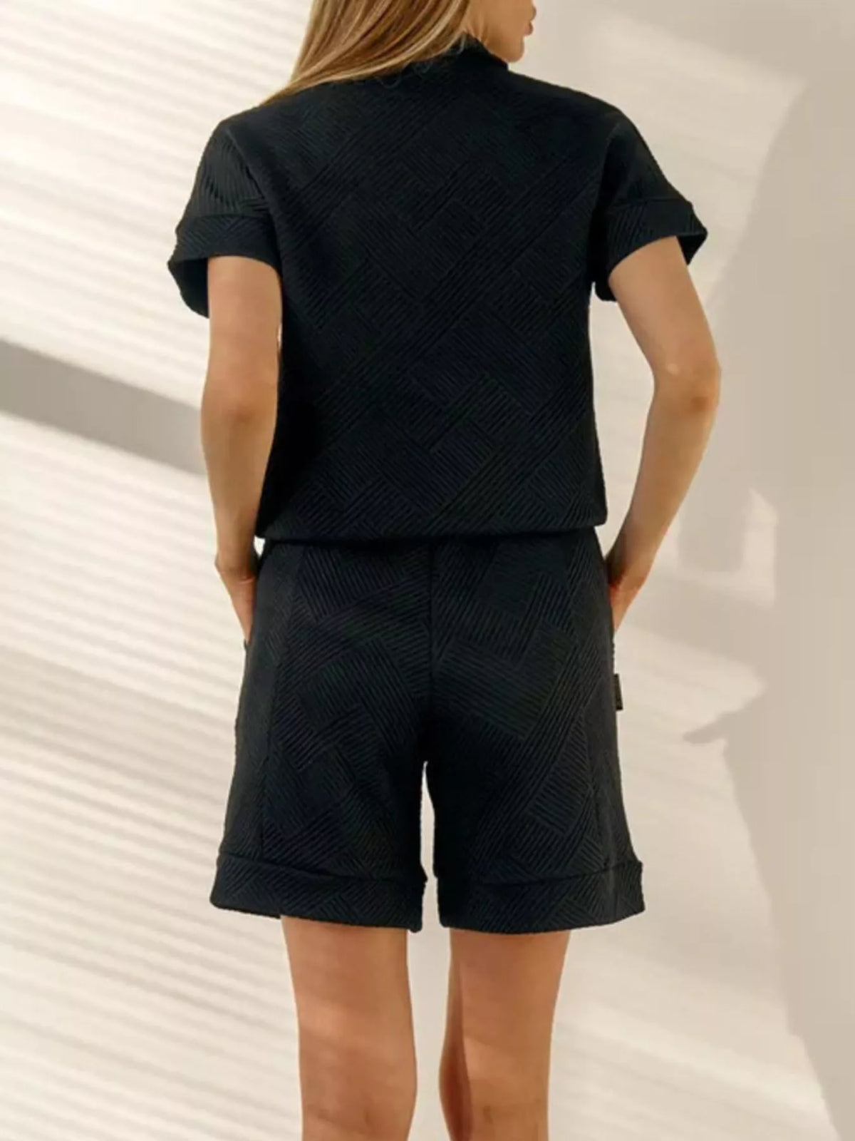Half Zip Short Sleeve Top and Shorts Set - photo 9